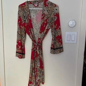 Red and Cheetah Patterned Soft Robe